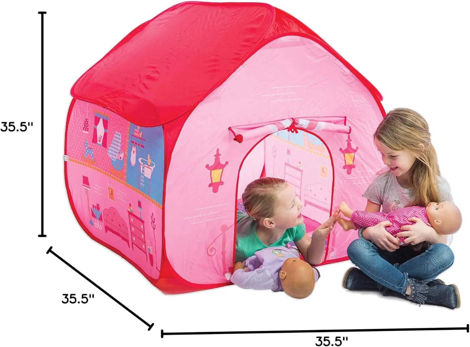 | Dollhouse Tent with House Playmat Playhouse Pretend Play, Toddlers & Kids Ages 3  Fun2Give