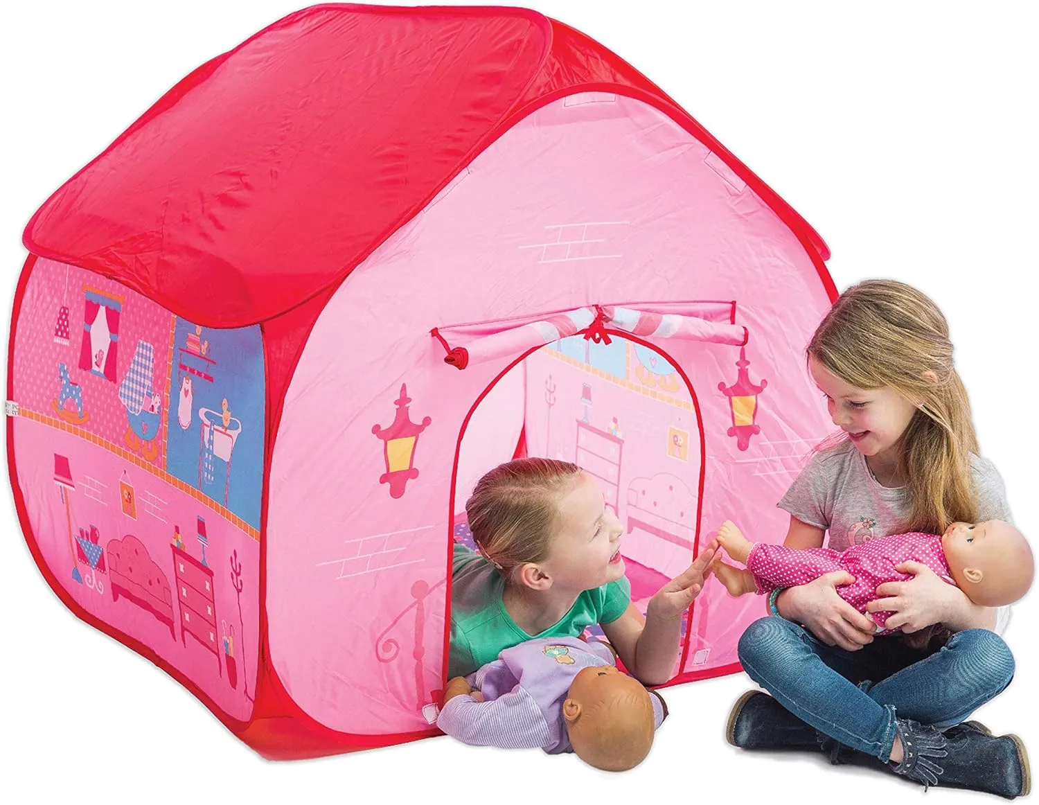 | Dollhouse Tent with House Playmat Playhouse Pretend Play, Toddlers & Kids Ages 3  Fun2Give