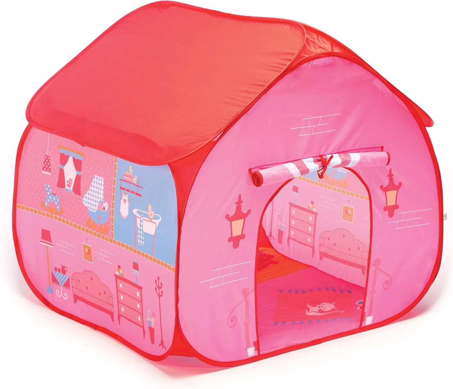 | Dollhouse Tent with House Playmat Playhouse Pretend Play, Toddlers & Kids Ages 3  Fun2Give