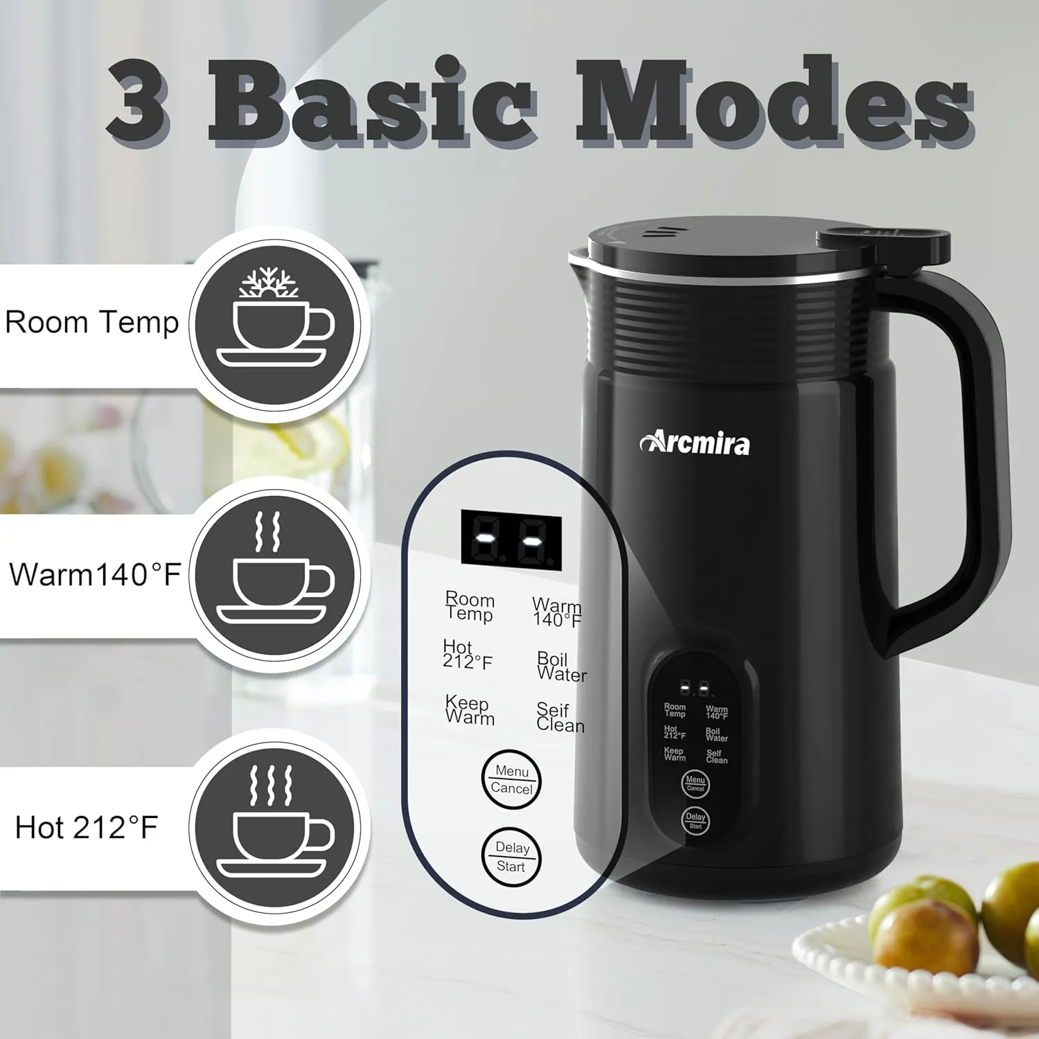 𝟲 𝗶𝗻 𝟭 Nut Milk Maker Machine, 20 oz(600ml) Homemade Almond, Soy, Oat, Plant-Based Milk and Non-Dairy Beverages, Almond Miilk Makerr with Delay Start/Boil Water/Keep Warm, Soy Milk Machine with Nut Milk Bag