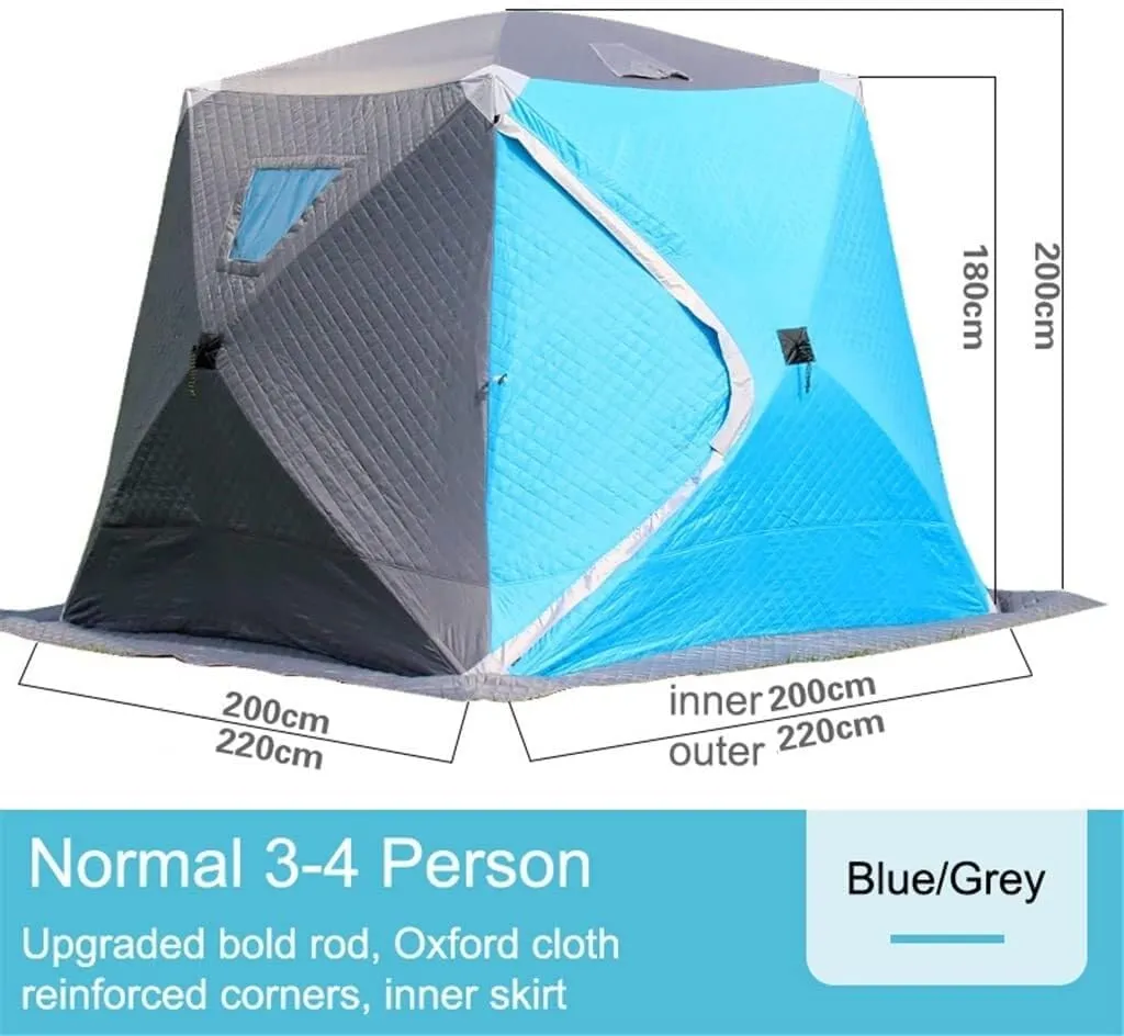 1-4 Winter Fishing Tent Winter Ice Fishing Tent Camping Tent Windproof and Rainproof Outdoor Winter Fishing Warm Tent (D 220 * 220 * 200cm)