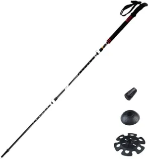 1-Pack Hiking Trekking Poles Lightweight Carbon Fiber Alpenstocks, Anti-Shock, Extended Foam Grips, Adjustable Length, with Tungsten Steel Tips and Accessories for Mountaineering