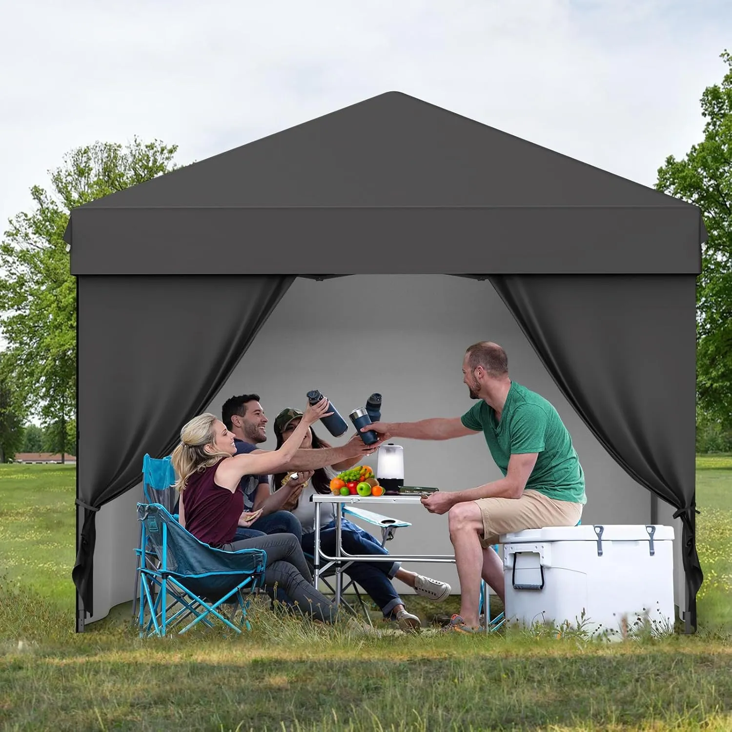 10 * 10 FT Pop Up Canopy Tent with Sidewalls for Party, Backyard, Patio, Garden