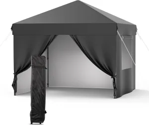 10 * 10 FT Pop Up Canopy Tent with Sidewalls for Party, Backyard, Patio, Garden