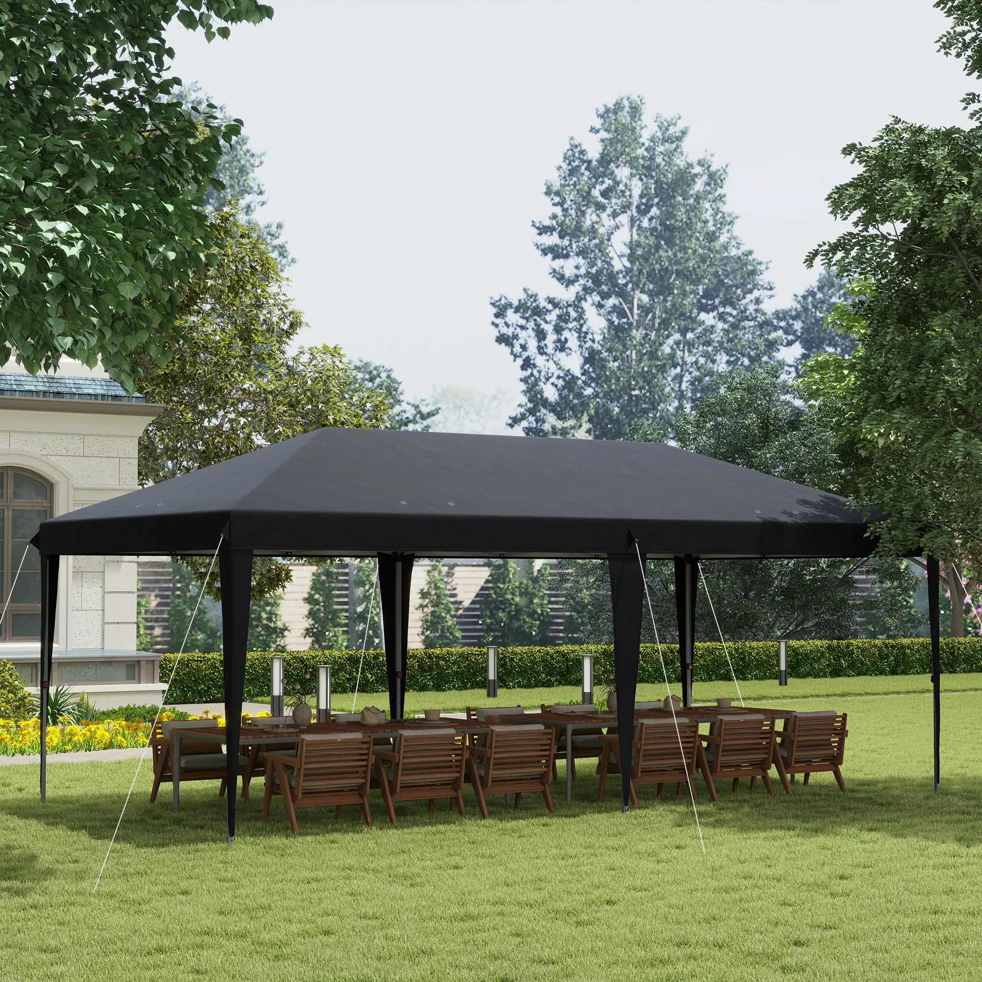 10' x 20' Heavy Duty Instant Pop-Up Canopy Tent with Sun Shade Shelter, Black