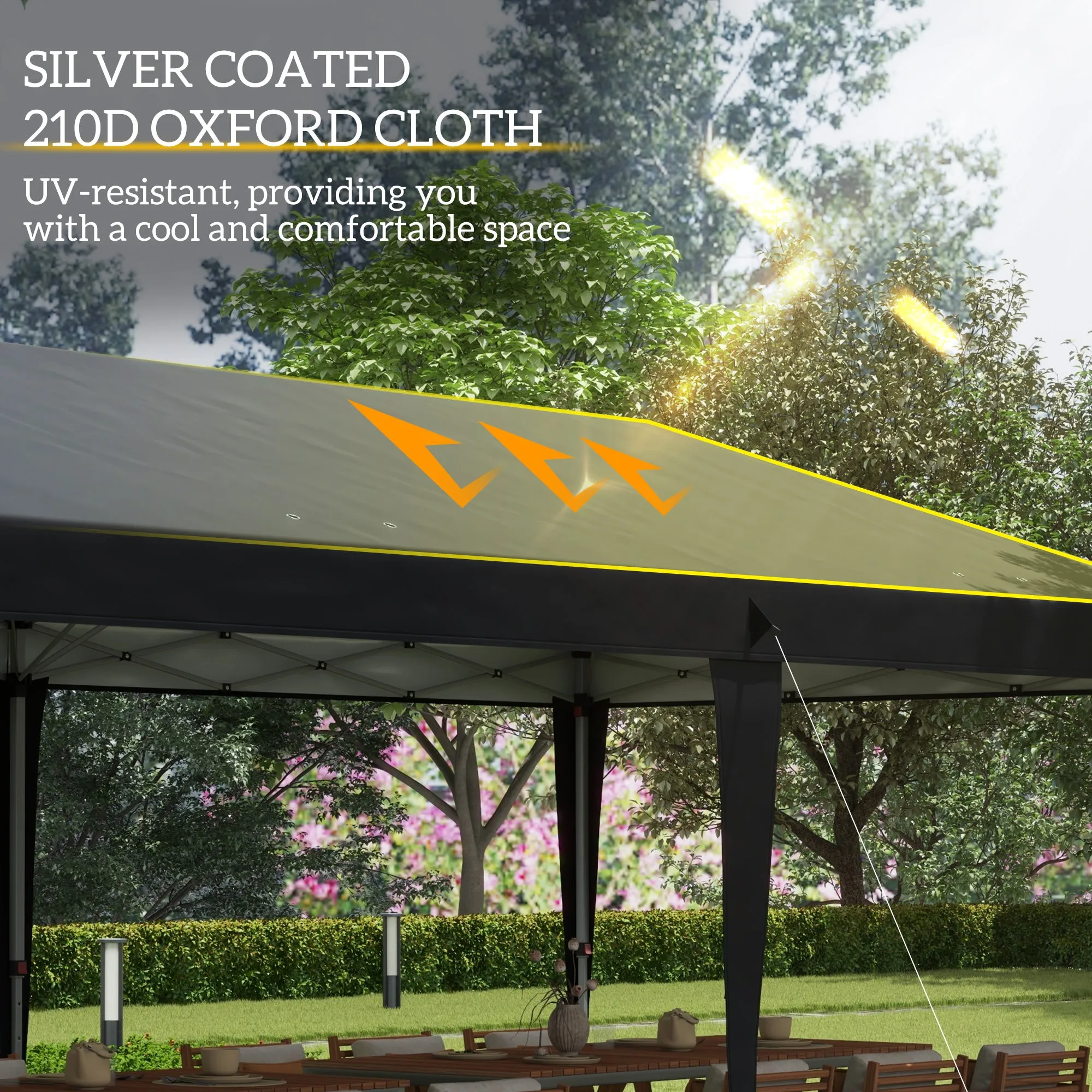 10' x 20' Heavy Duty Instant Pop-Up Canopy Tent with Sun Shade Shelter, Black