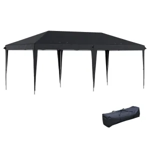 10' x 20' Heavy Duty Instant Pop-Up Canopy Tent with Sun Shade Shelter, Black