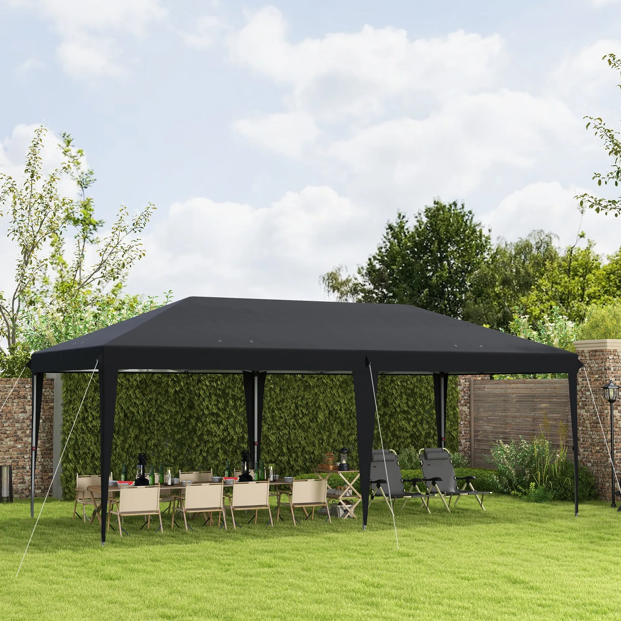 10' x 20' Heavy Duty Instant Pop-Up Canopy Tent with Sun Shade Shelter, Black