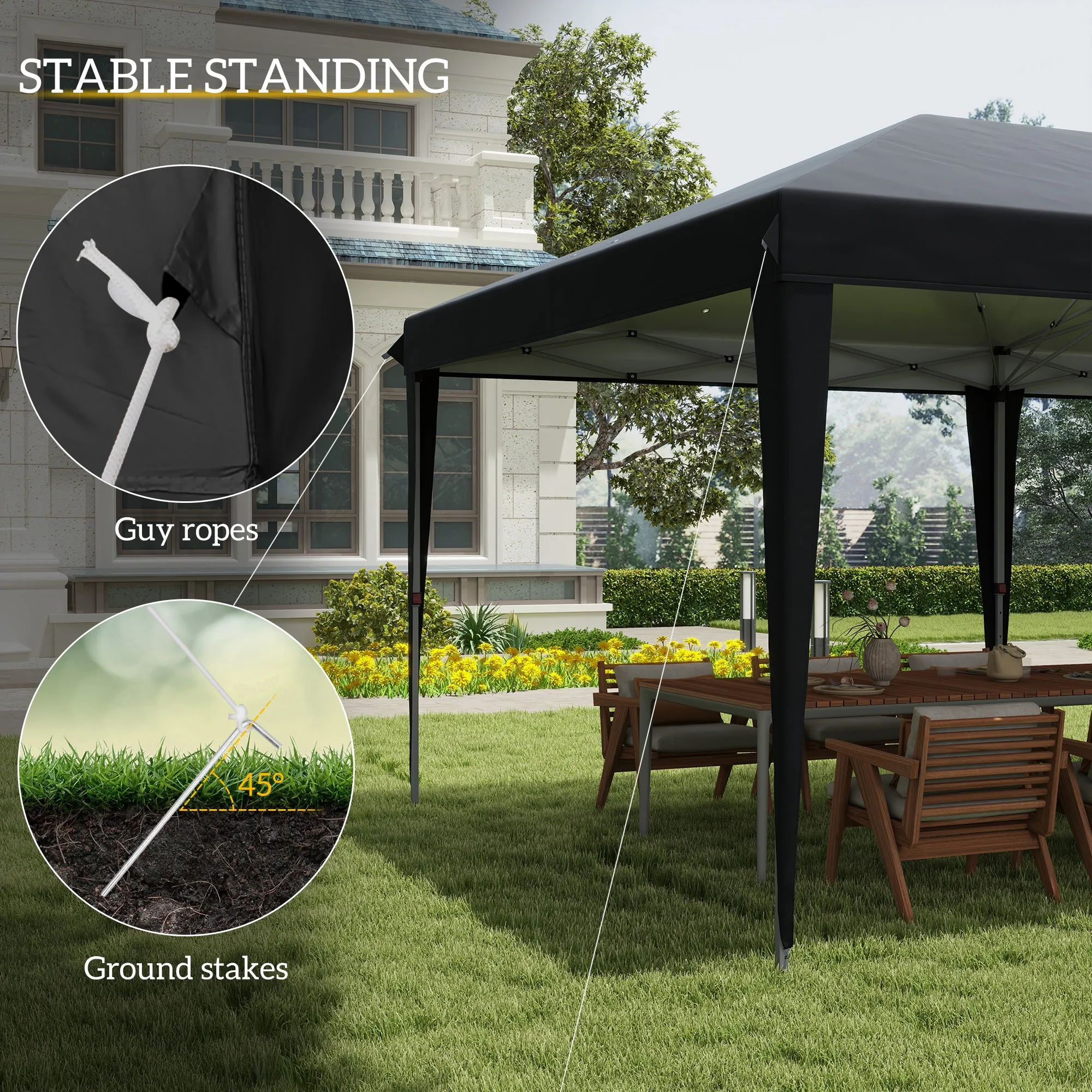 10' x 20' Heavy Duty Instant Pop-Up Canopy Tent with Sun Shade Shelter, Black