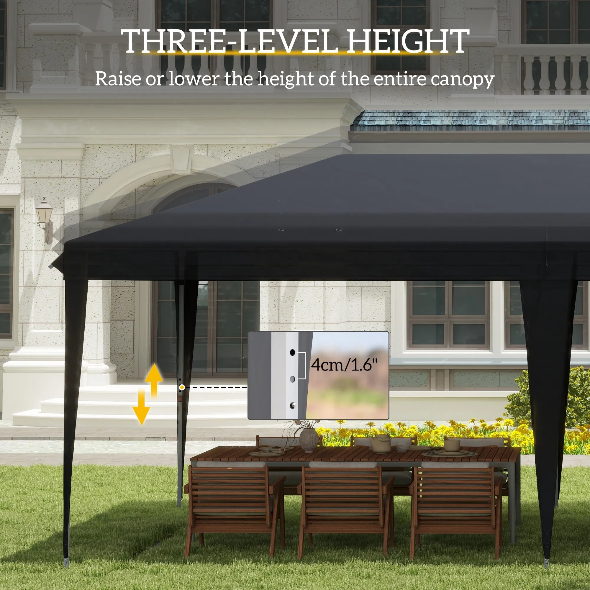 10' x 20' Heavy Duty Instant Pop-Up Canopy Tent with Sun Shade Shelter, Black