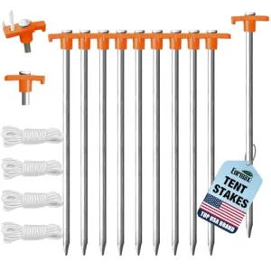 10pcs Galvanized Non-Rust Camping Family Tent/Pop Up Tent Stakes Canopy Anchors