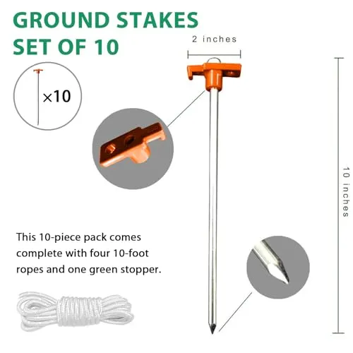 10pcs Galvanized Non-Rust Camping Family Tent/Pop Up Tent Stakes Canopy Anchors