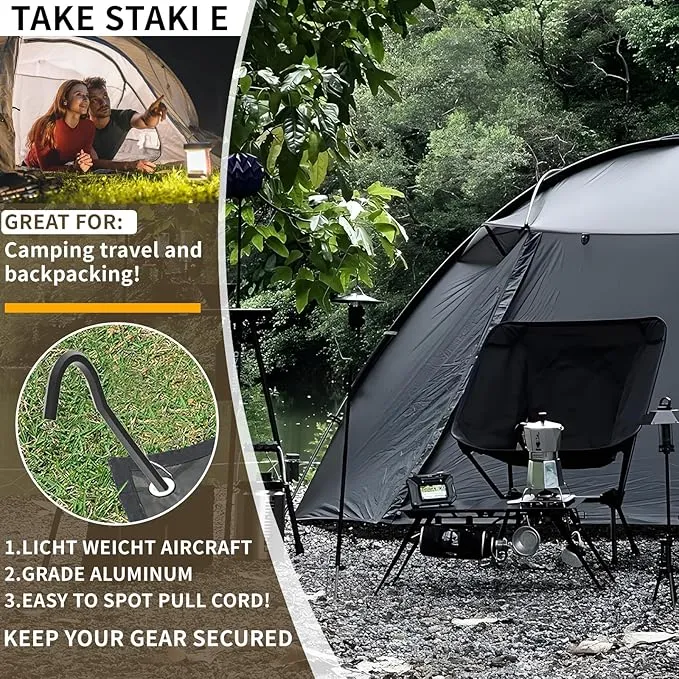 10Pcs Metal Tent Pegs with Hooks. 7 inches Durable Garden Stake Ground Anchors Awning Metal Hooks. Heavy Duty, Waterproof & rustproof. Ideal for Camping, Yard Decor, Picnic & tarp(Black)