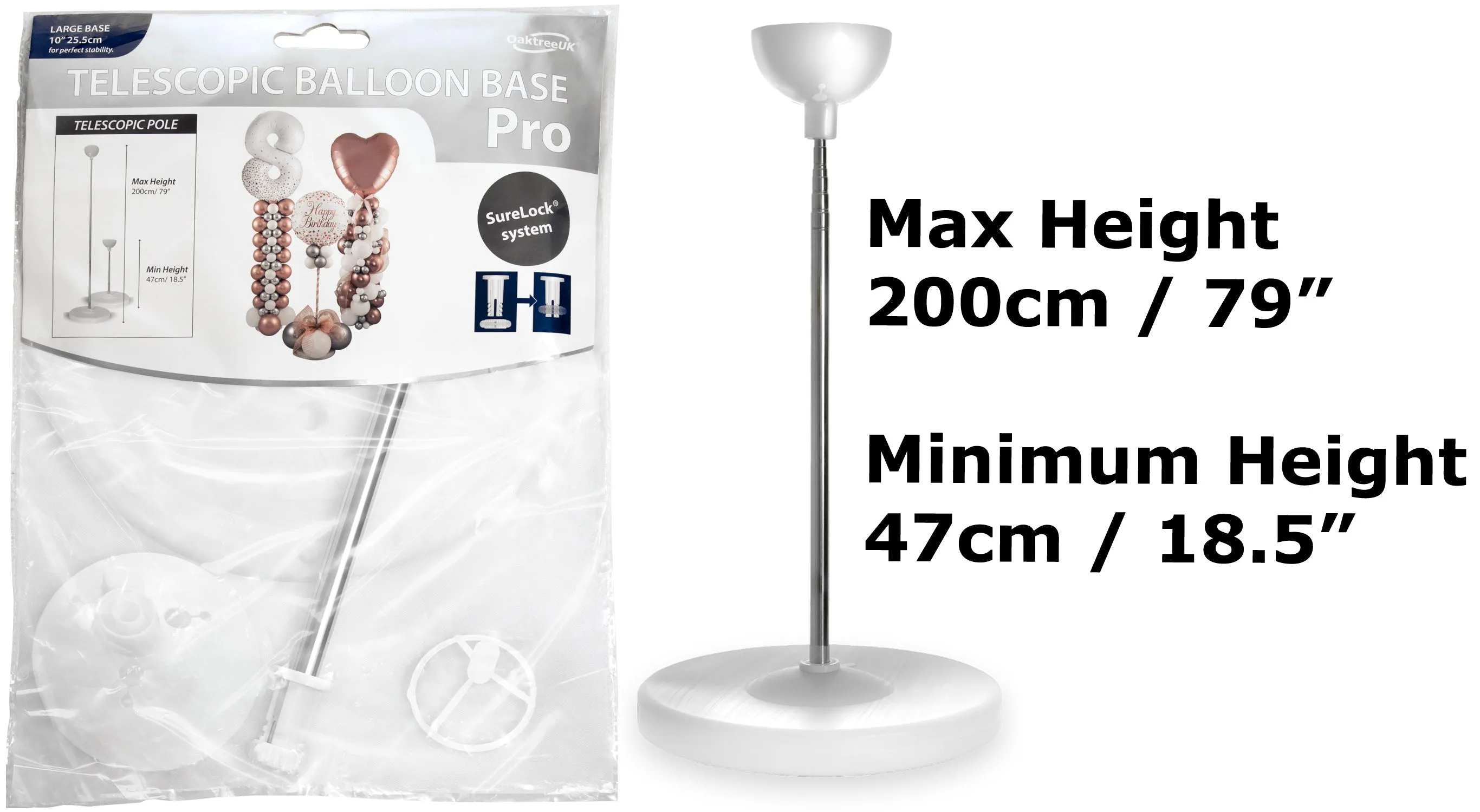 10" Premium Pro Version Telescopic Large Base Balloon Stand with Sure Lock System