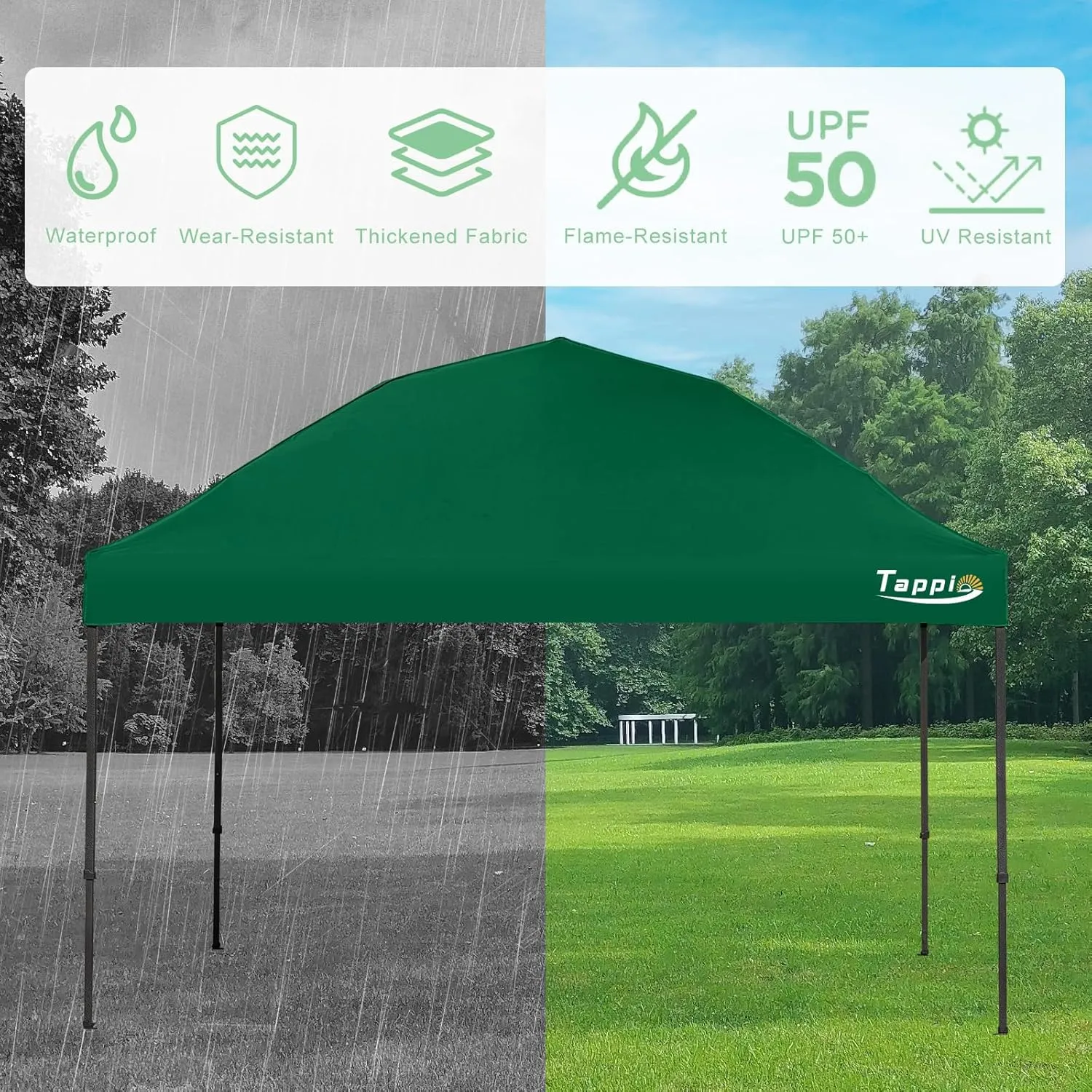 10’x10’ Pop Up Canopy Tent, Outdoor Instant Canopy Patio Gazebo Event Tent, Portable Waterproof Pop-up Canopy with 8 Stakes, 4 Ropes, 4 Sandbags and 1Handbag for Party Camping Backyard