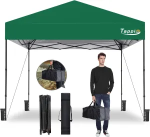 10’x10’ Pop Up Canopy Tent, Outdoor Instant Canopy Patio Gazebo Event Tent, Portable Waterproof Pop-up Canopy with 8 Stakes, 4 Ropes, 4 Sandbags and 1Handbag for Party Camping Backyard