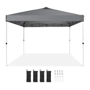 10x10FT 250D PU Silver Coated Tarp with Portable Roller Bag Dark Gray