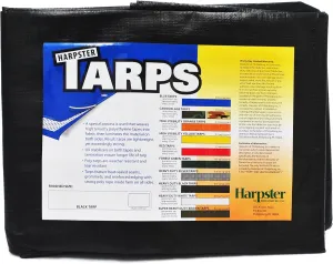 12 ft. x 16 ft. Heavy Duty Black Poly Tarp Harpster Tarps 12 Mil Thick Harpster Tarps