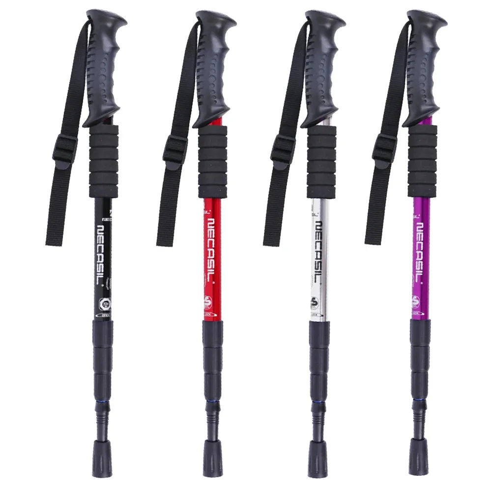 1/2Pcs Light Aluminum Alloy Folding Walking Sticks - High-Quality 4-Section Telescopic Trekking Poles for Hiking and Climbing