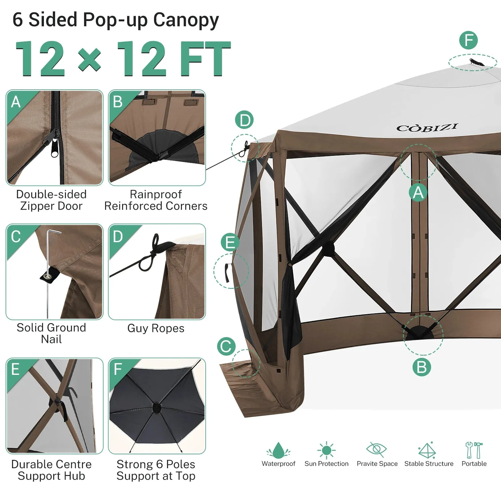 12x12ft Pop Up Gazebo Screen House Tent