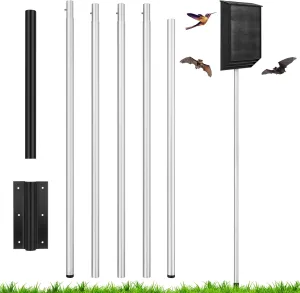 15 FT Telescoping Purple Martin Bird House Bat House Pole with Ground Socket for Outdoor