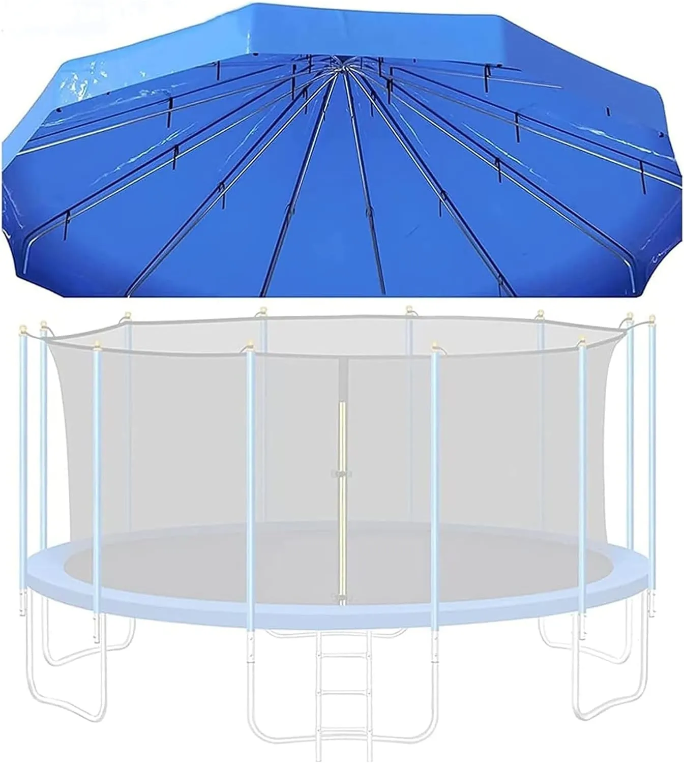 15FT/16FT Trampoline Canopy Outdoor Rainproof Snow Tent Cloth Sunshade Cover Trampolines Accessories, with Frame