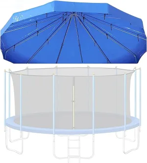 15FT/16FT Trampoline Canopy Outdoor Rainproof Snow Tent Cloth Sunshade Cover Trampolines Accessories, with Frame