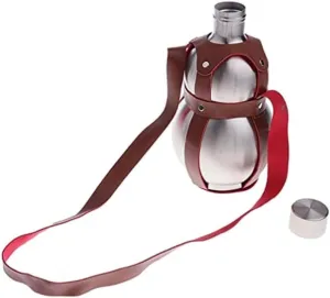 16 Oz Stainless Steel gourd Wine Flask Bottle Flagon Kettle Outdoor Brown Strap