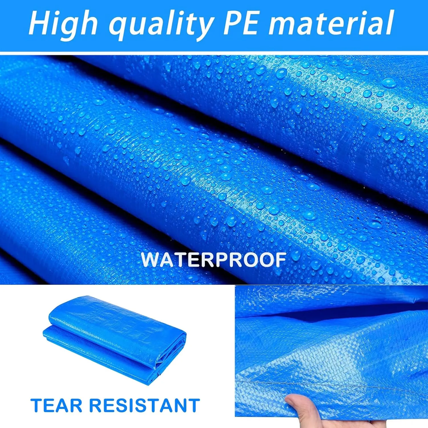 177 X 87 in Pool Cover 14 ft Frame Rectangle Swimming 14 x 7 Pool Cover Rectangular Above Ground 178" x 86" Dust Proof Rain Proof Durable PE Blue Paddling Family