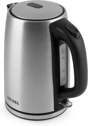 1.7L / 7-Cup Stainless Steel Electric Kettle with Cordless Pouring, Automatic Keep Warm Mode, Powerful & Quick 1750 Wattage (AWK-1402SB)