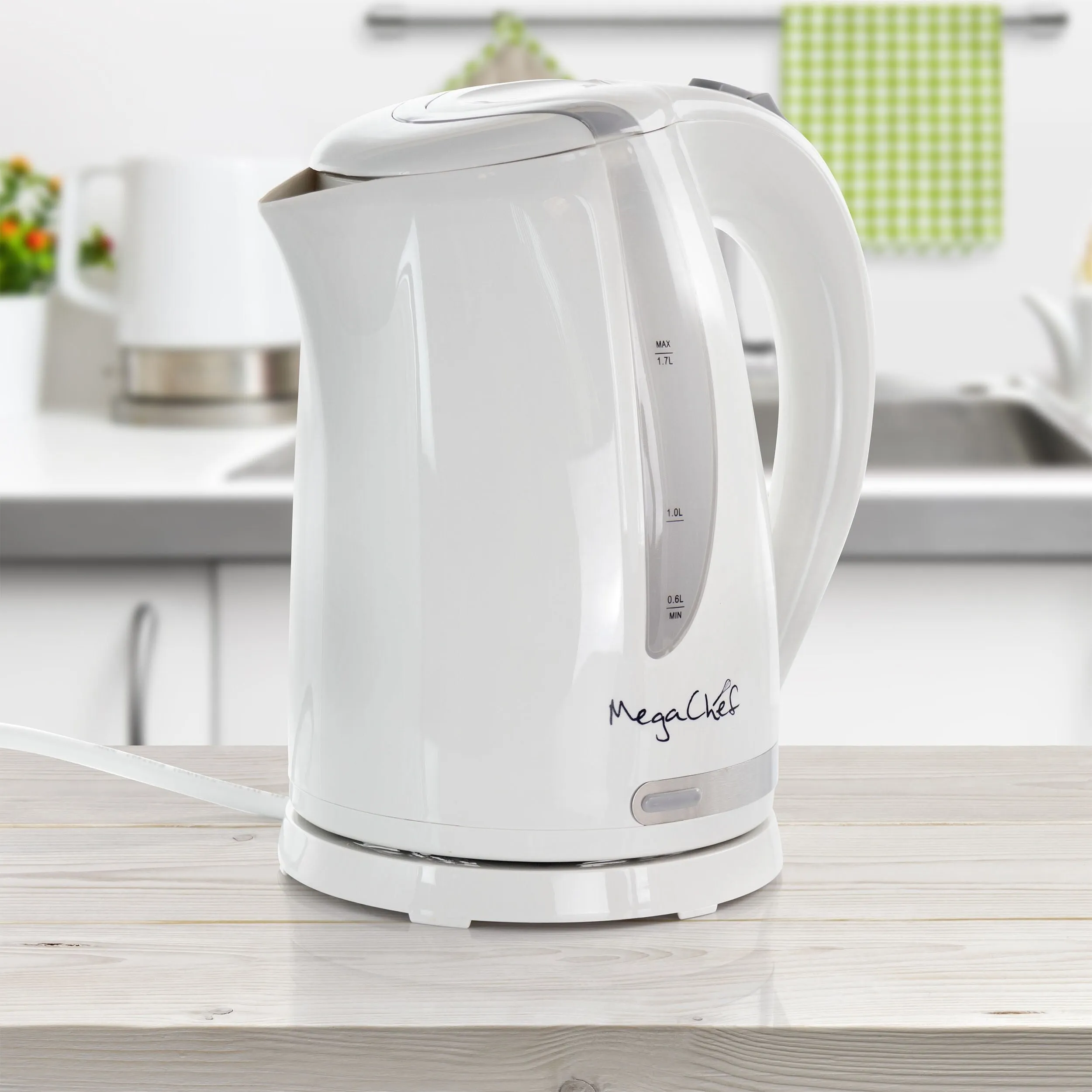 1.7L Rapid Boil Cordless Serving Electric Tea Kettle in White