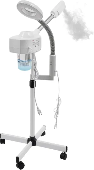 2-in-1 Facial Steamer with 5X Magnifying Lamp, Adjustable Mist, Deep Cleaning for Personal Skin Care, Face Steamer for Esthetician, Professional Facial Humidifier for Home Beauty Salon, White