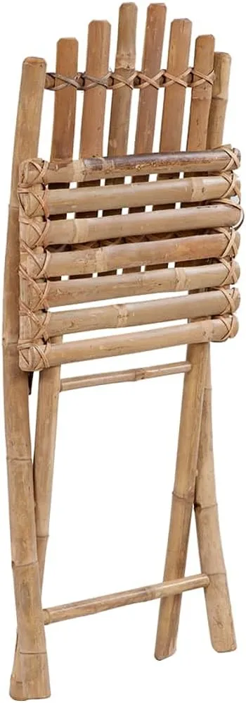 2-Pack Foldable Bamboo Patio Chairs with Green Cushions, Outdoor Furniture Set for Garden, Pool, Beach, and Camping