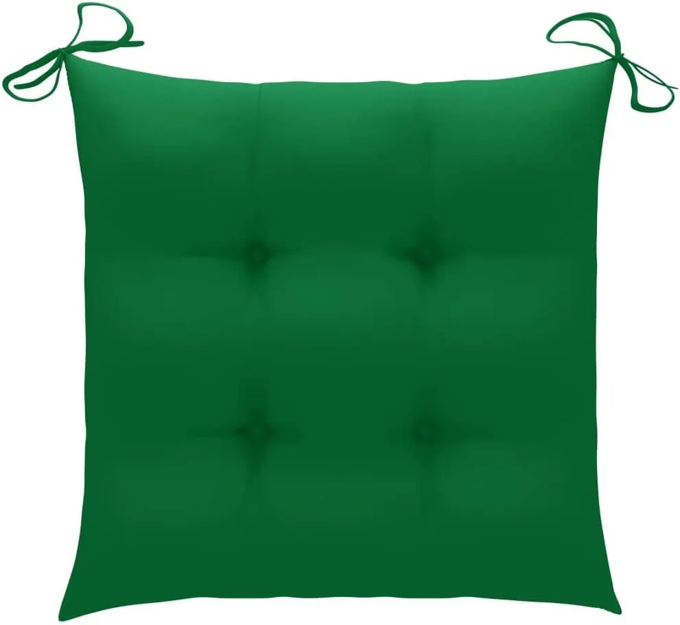 2-Pack Foldable Bamboo Patio Chairs with Green Cushions, Outdoor Furniture Set for Garden, Pool, Beach, and Camping