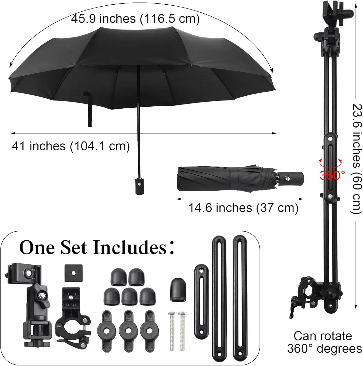 2 Pcs Beach Umbrella with Adjustable Universal Clamp Upf 50  Automatic Open and Close Windproof Travel Portable Golf Umbrella for Beach Chair, Stroller, Fishing