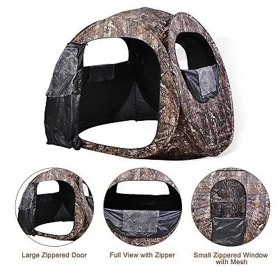 2 Persons Camping Hiking Hunting w/Zipper Door Outdoor Pop Up Tent Waterproof