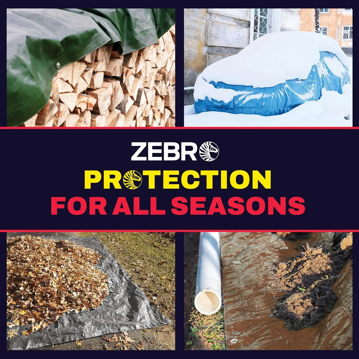 20' x 20' Brown/Silver Heavy Duty Tarp with Grommets Reinforced - 10 Mil Thick - Double Sided Plastic Waterproof Tarps - Large Tarpaulin Cover for Outdoor Camping Tent Tarp RV Roof Rain - Zebro