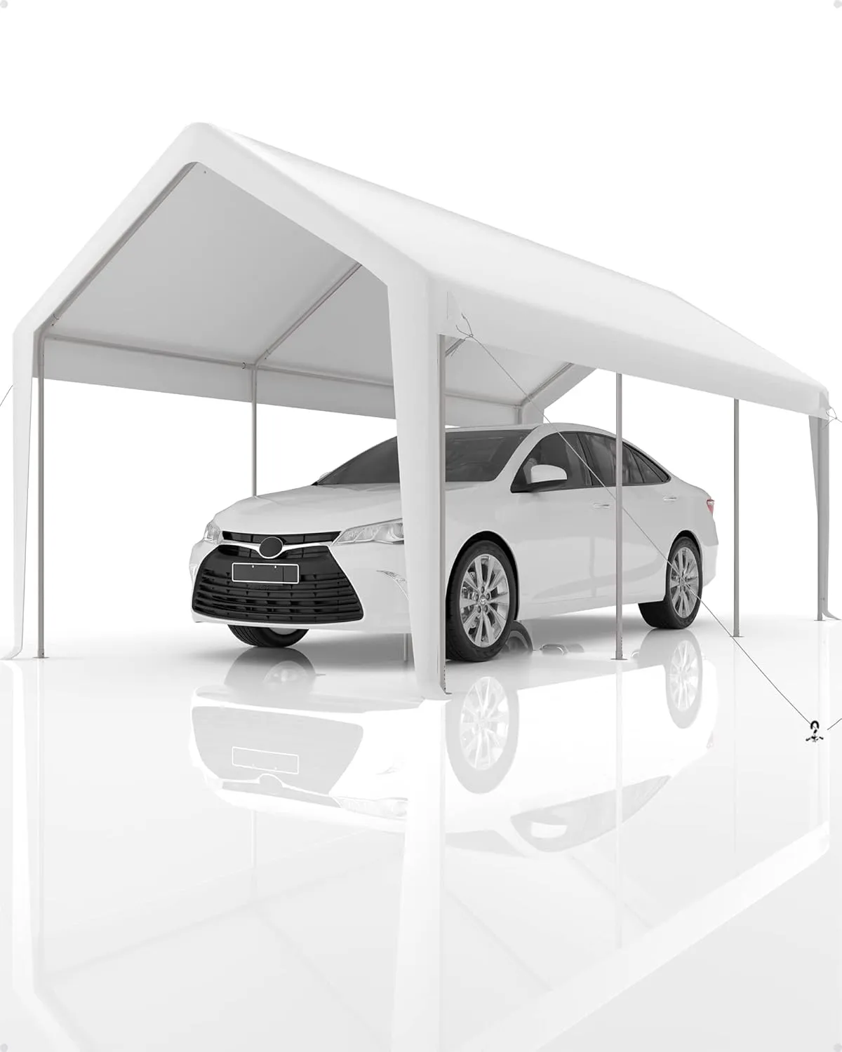 20'x 13'x 11' Windproof Carport Top Replacement Cover Heavy-Duty Garage Top Tent Shelter Tarp Waterproof & UV Protected (Top Cover ONLY, Frame Not Included) White