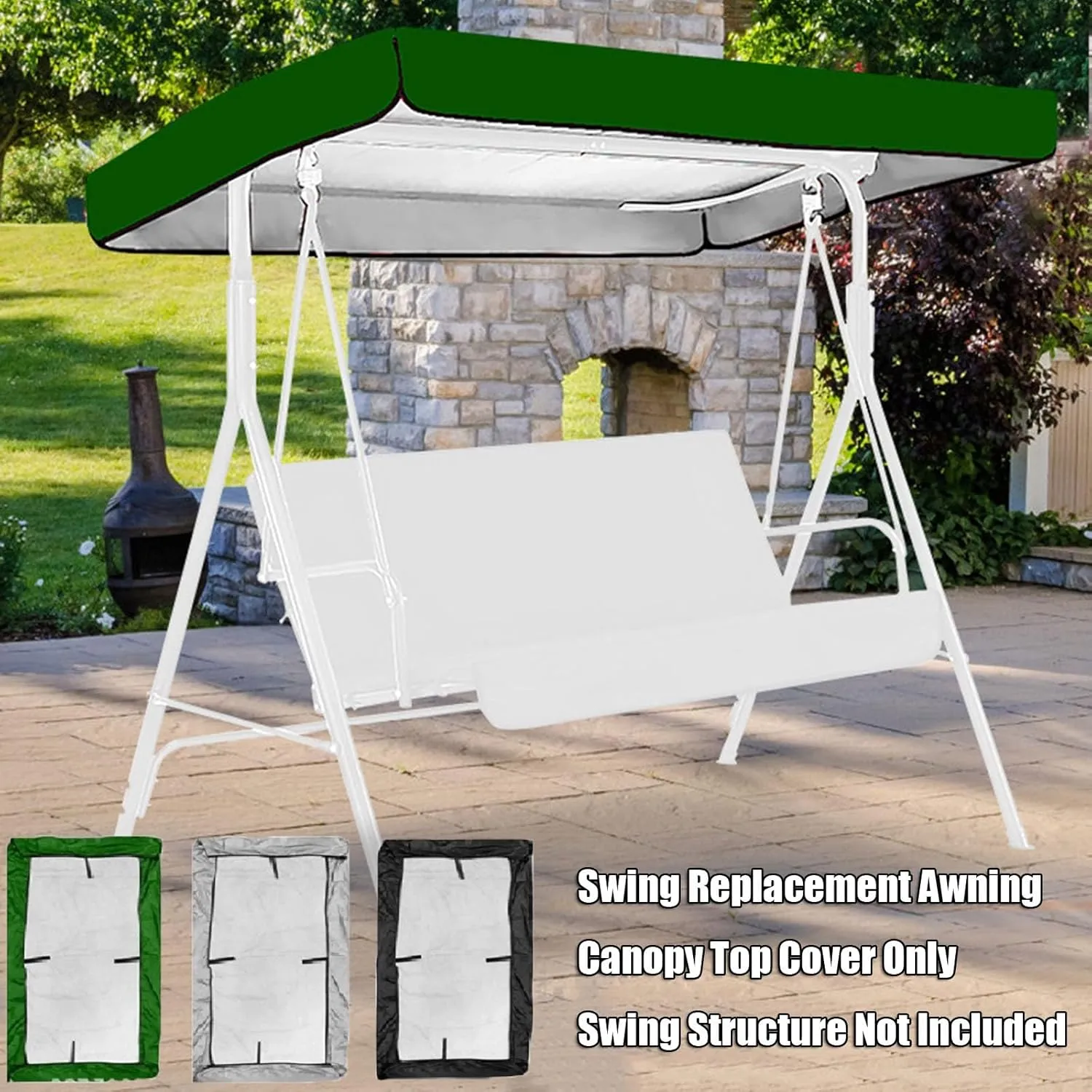 2/3 Seat Swing Canopy Replacement Top Cover - Garden Patio Waterproof Cover Porch Swing Canopy Replacement Tarp for Outdoor Sunproof(Red,191 * 120 * 18cm)