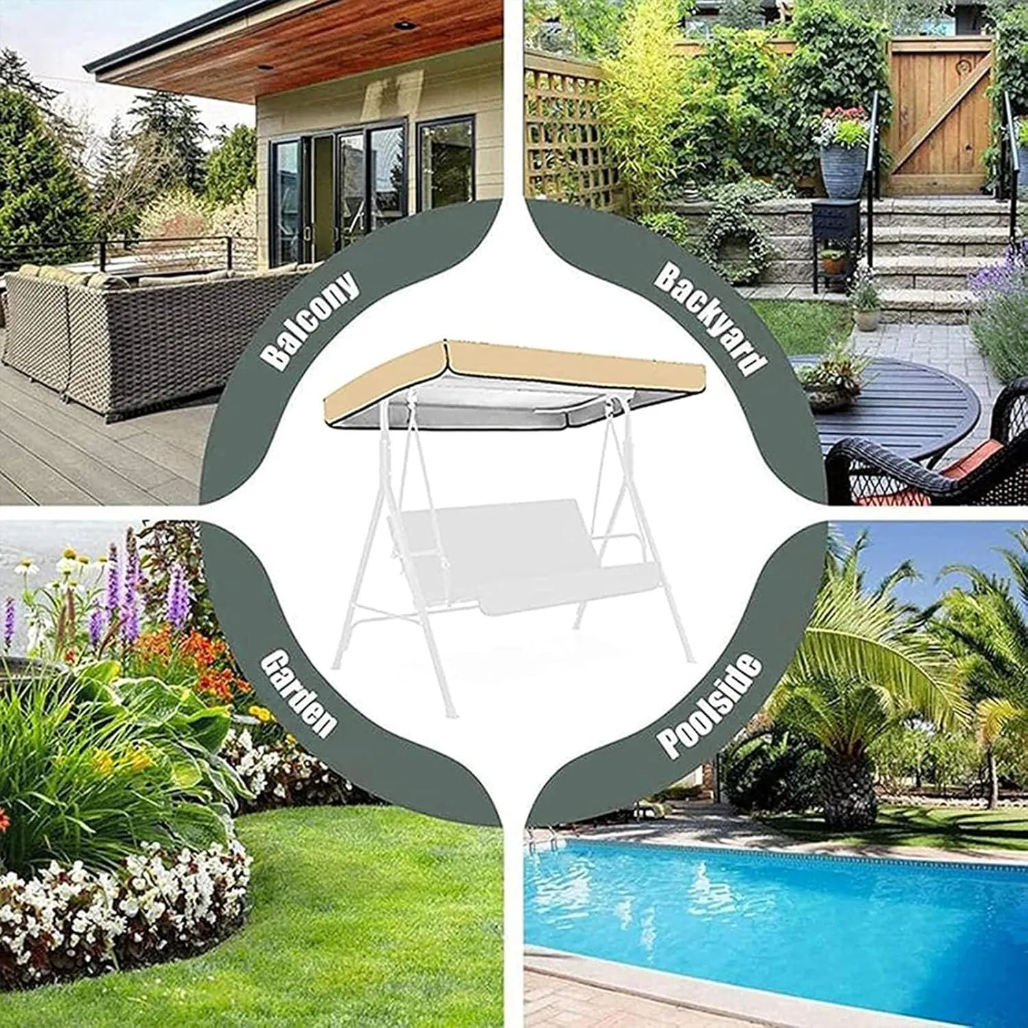 2/3 Seat Swing Canopy Replacement Top Cover - Garden Patio Waterproof Cover Porch Swing Canopy Replacement Tarp for Outdoor Sunproof(Red,191 * 120 * 18cm)