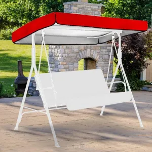 2/3 Seat Swing Canopy Replacement Top Cover - Garden Patio Waterproof Cover Porch Swing Canopy Replacement Tarp for Outdoor Sunproof(Red,191 * 120 * 18cm)