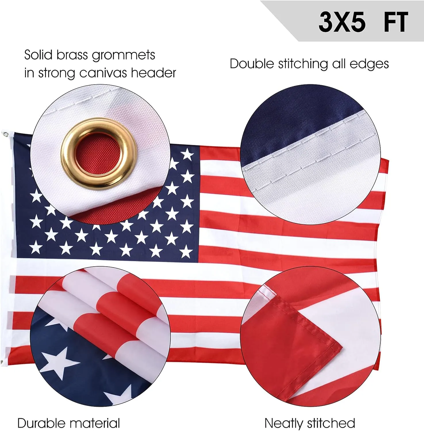 25FT Telescoping Flag Pole Kit, 14 Gauge Heavy Duty In Ground Telescopic Flag Poles with 3x5 American Flag, Outdoor Old Glory Flagpole Kits for Outside, Yard, Residential or Commercial