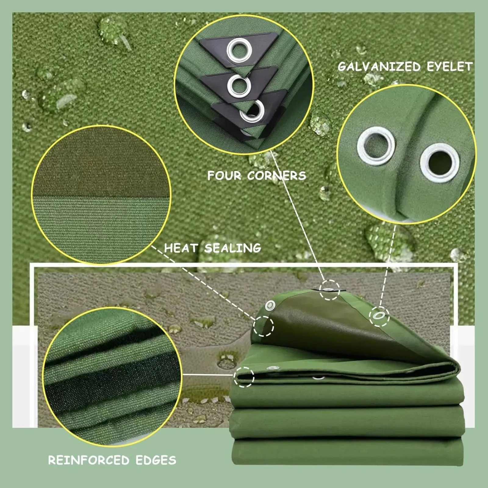 2M x 3M Sun Blocked Dustproof Army Waterproof Canvas Tarpaulin Heavy Duty
