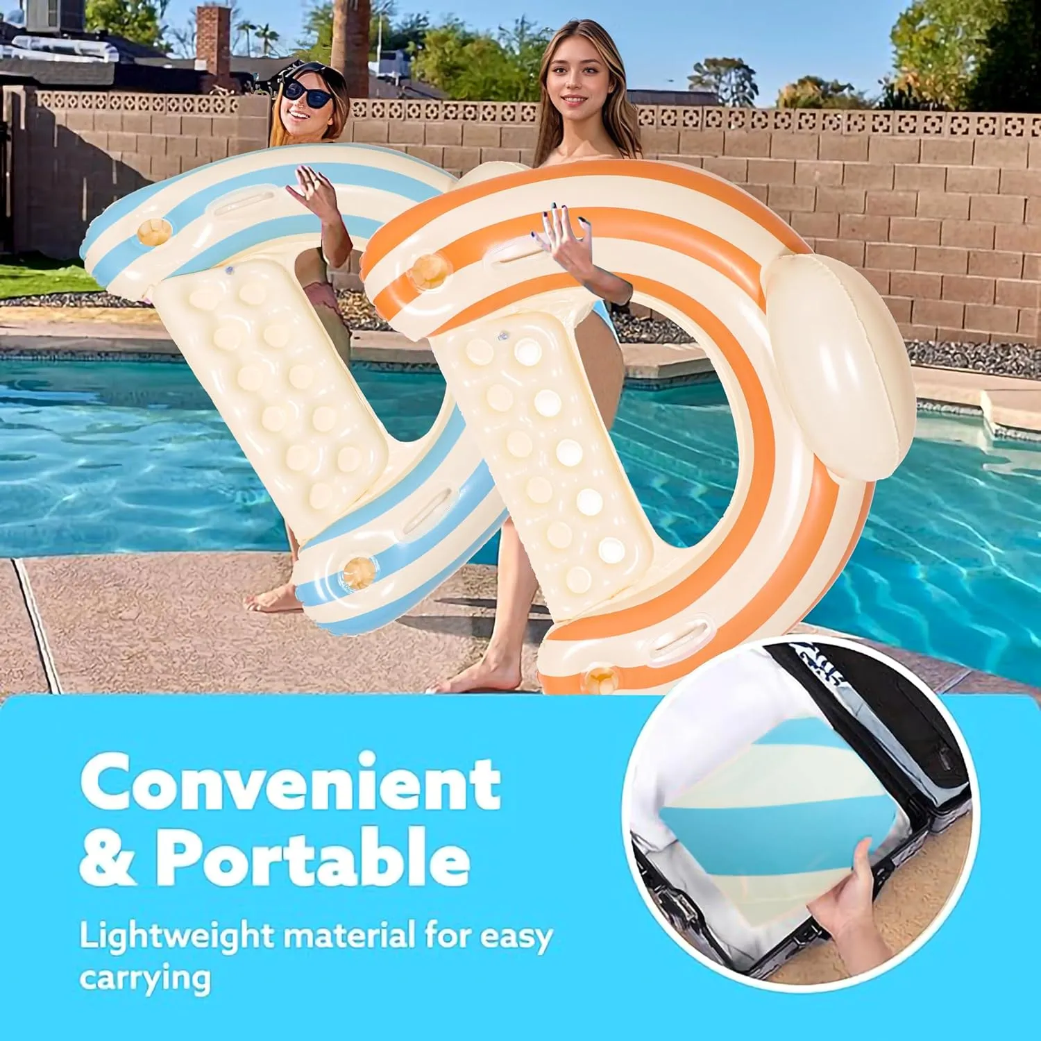 2PCS Pool Swim Ring Inflatable Pool Floats Water Fun Large Adult Swimming Pool Float for Beach Lake Summer Holiday Beach Party
