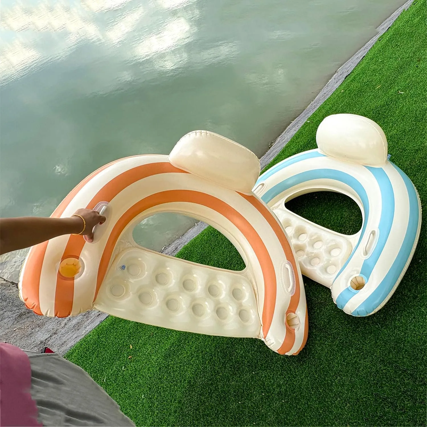 2PCS Pool Swim Ring Inflatable Pool Floats Water Fun Large Adult Swimming Pool Float for Beach Lake Summer Holiday Beach Party