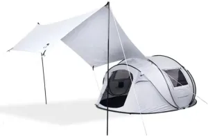 3-4 People Open in 1 Second, Fully Automatic, No-Build Tent, Outdoor Camping, Sunshade and Rainproof Tent (White 280 * 120 * 200cm)