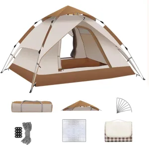3-5 Person Tent for Camping,Instant Pop-Up Tent Shelter,Family Tent for Outdoor Hiking,Outdoor Dome Tent with Windproof, for Outdoor Hiking,Mountaineering,Survival(Khaki)