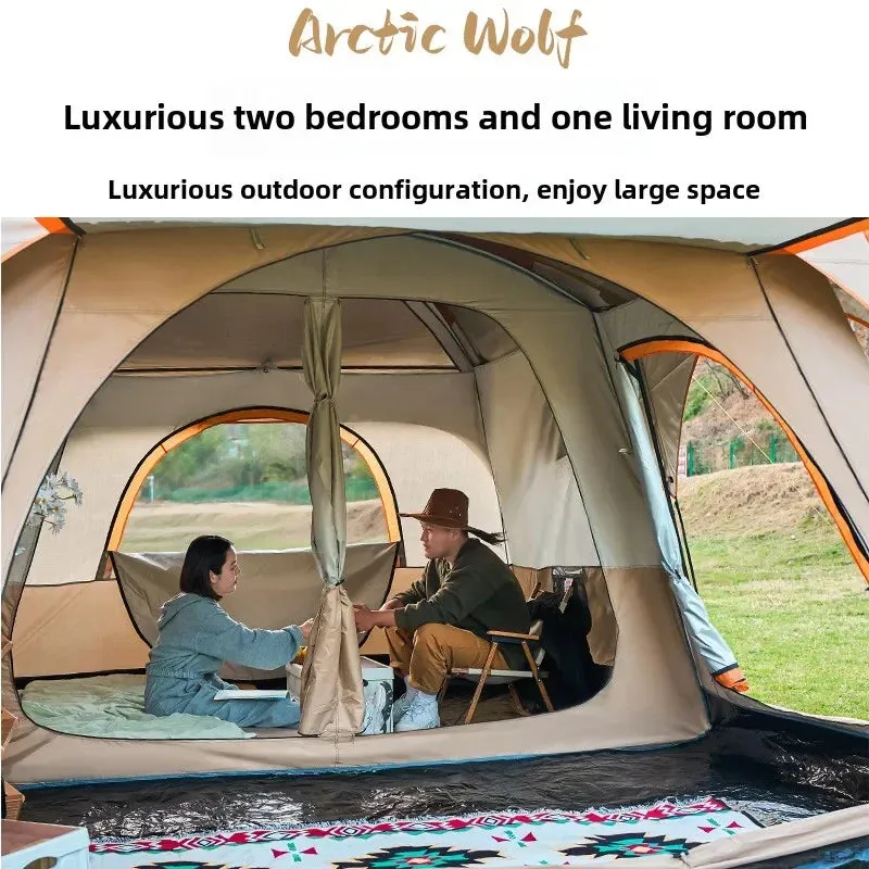 320X220X185cm Two-bedroom Tent Oversize for 5-8 Person Leisure Camping Tents Double-plies Thick Rainproof Outdoor Family Tour