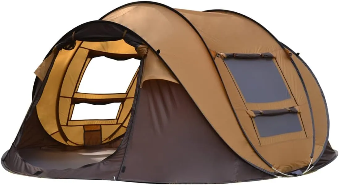 3~4-Person Pop Up Dome Tent, Portable Tent, Automatic Setup, Instant Family Tents for Camping, Backyard, Mountaineering, Hiking & Traveling, Carry Bag Included