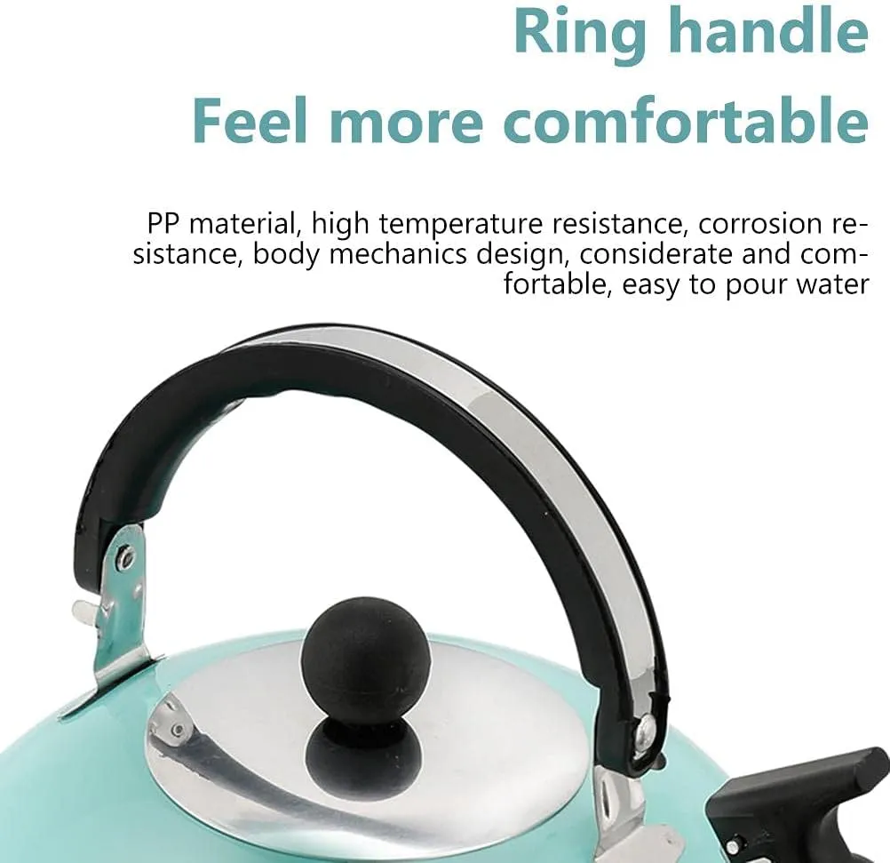 3L Stainless Steel Whistling Camping Bottle Lightweight Kettle for Camping Trips (Sky Blue)